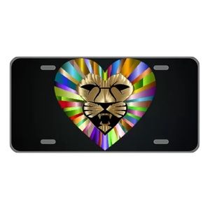 Custom license plate with colorful lion
